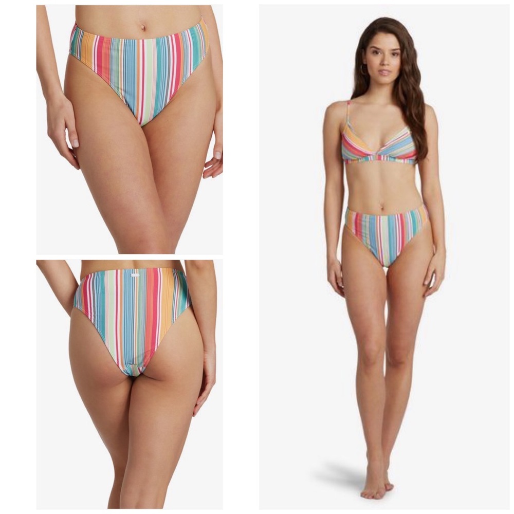 Roxy Mexi Stripe Hi Leg Waisted Bikini Bottom